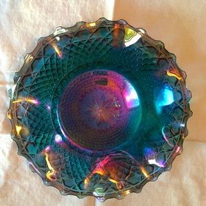 1970s vintage Blue Black Indiana Carnival Glass